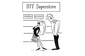 Cartoon of couple outside DIY store