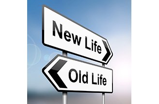 New life vs old life road signs - a metaphor for life