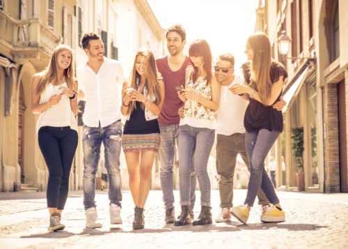 Young single people making friends and establishing relationships at Drawing Down the Moon